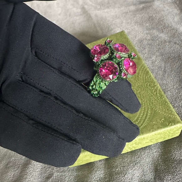 Gucci Green and Pink Gemstone Ring - Picture 3 of 6
